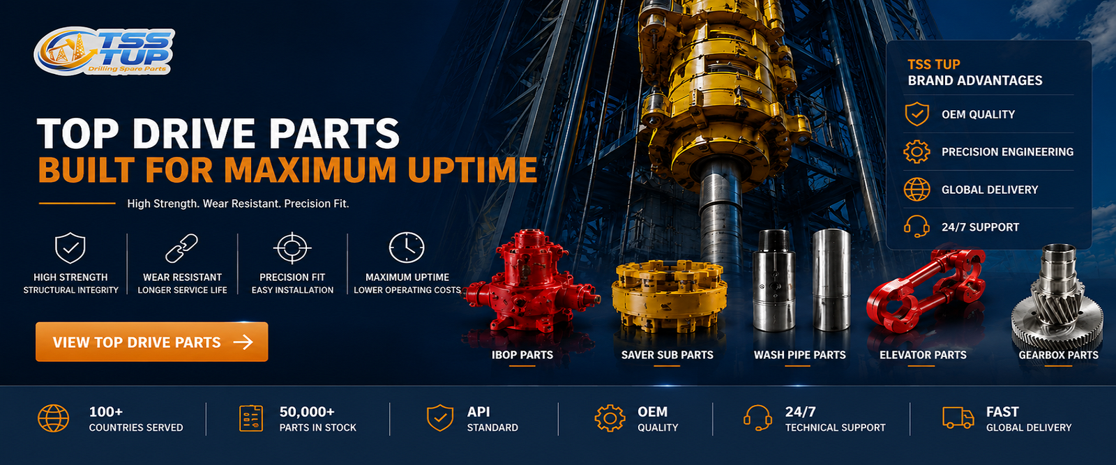 High-quality top drive spare parts manufactured for maximum durability, precision fit and reduced equipment downtime.